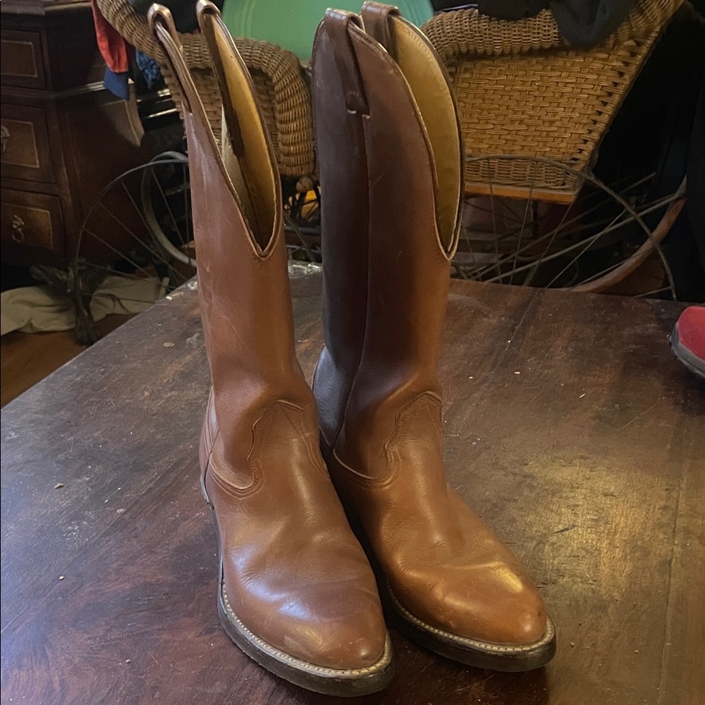 Nocona Ladies 6D Brown Leather Cowboy Boots
